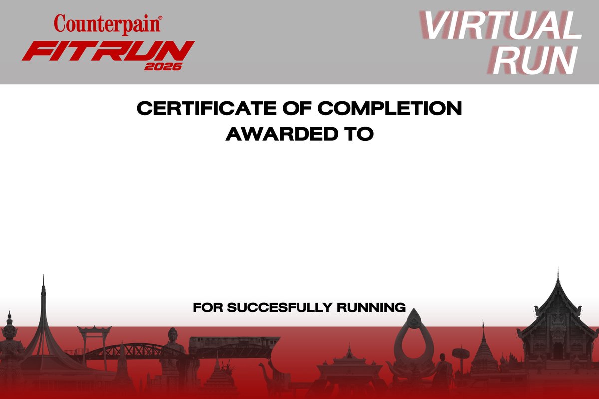 E-Certificate of Completion — Counterpain Fit Run 2026 Virtual Run
